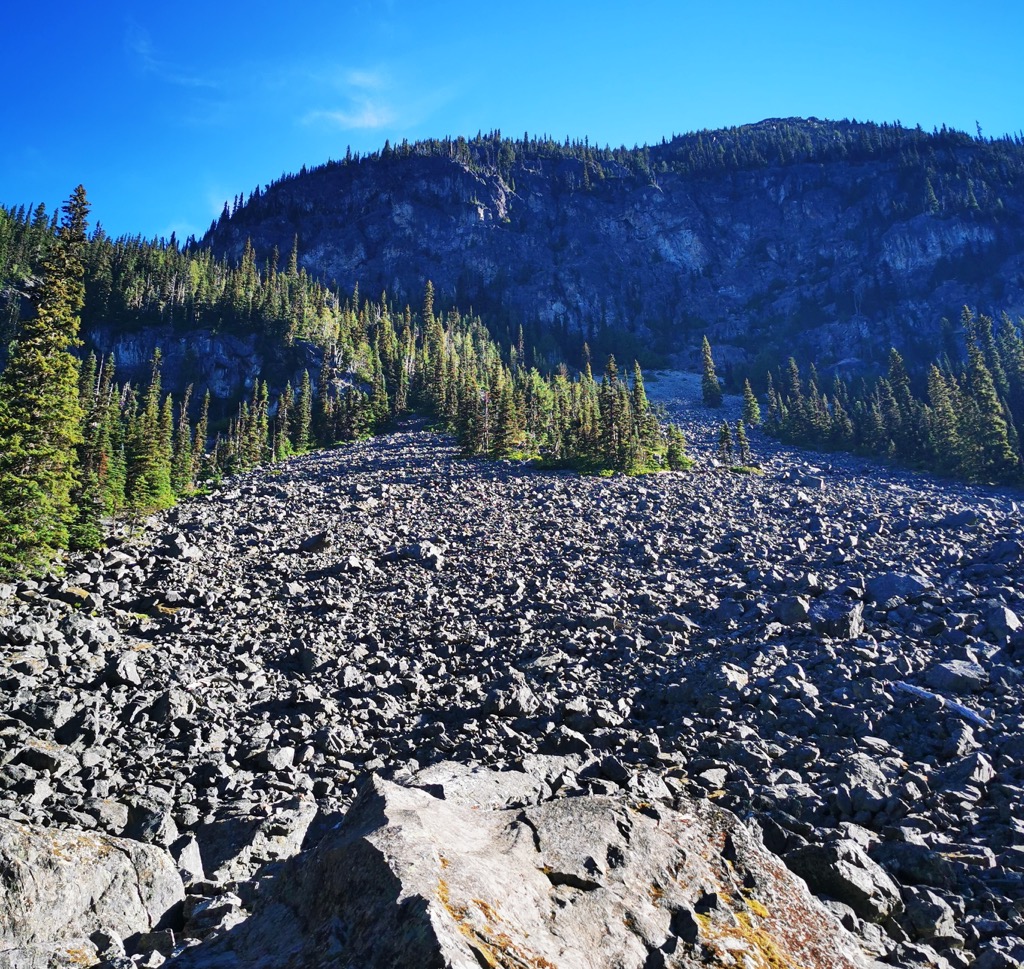The infamous boulder field. Photo: Anthony Butt. Wedgemount Lake