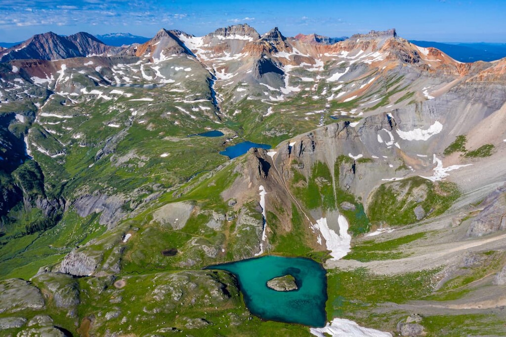 Ice Lakes Basin - Island Lake (foreground). San Juan County, Colorado