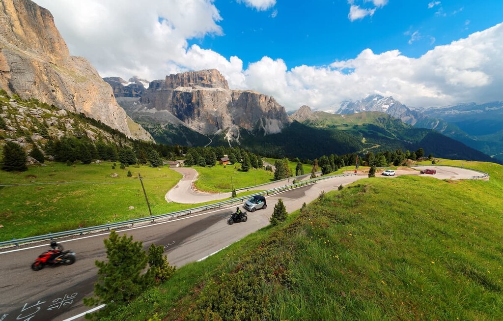 car riding, Sella Group, Dolomites