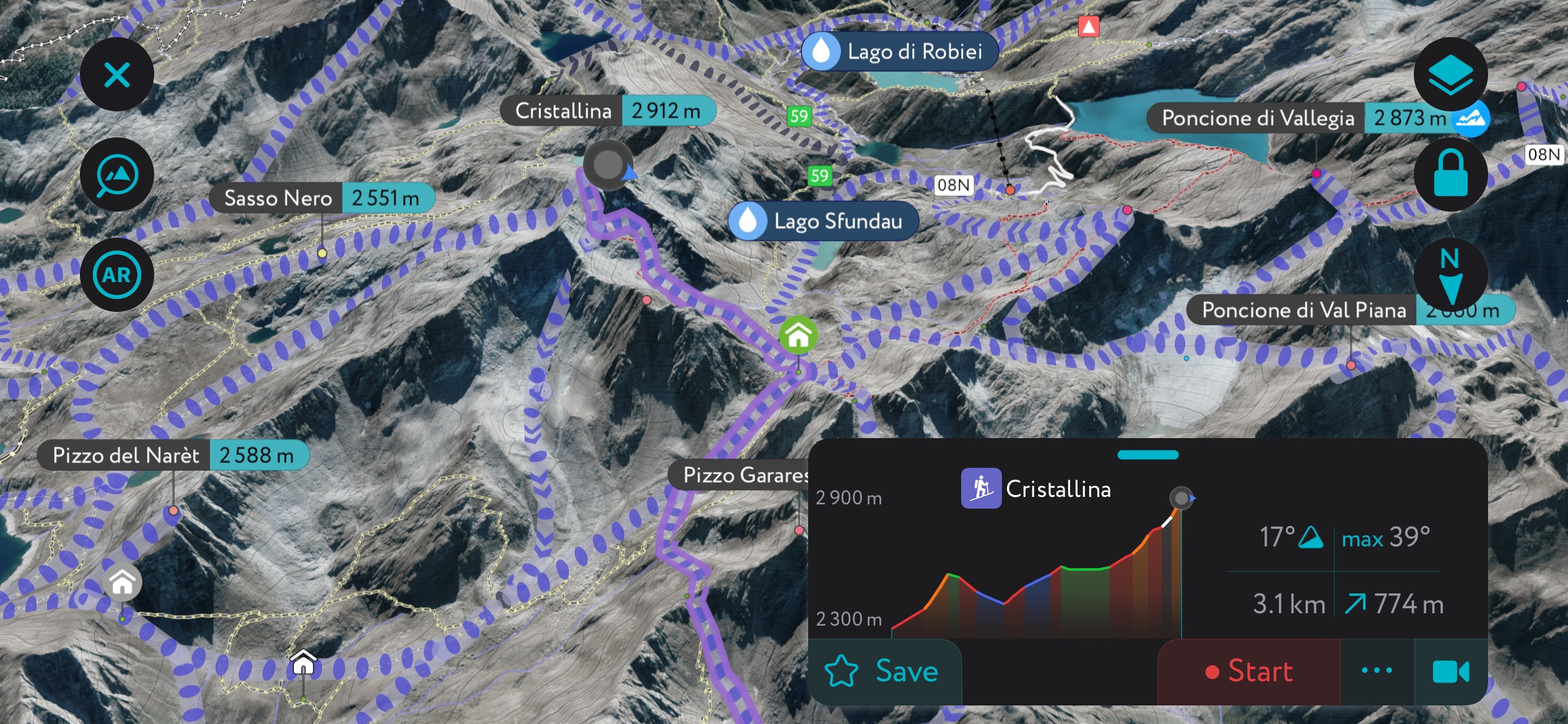 PeakVisor. Ticino Alps