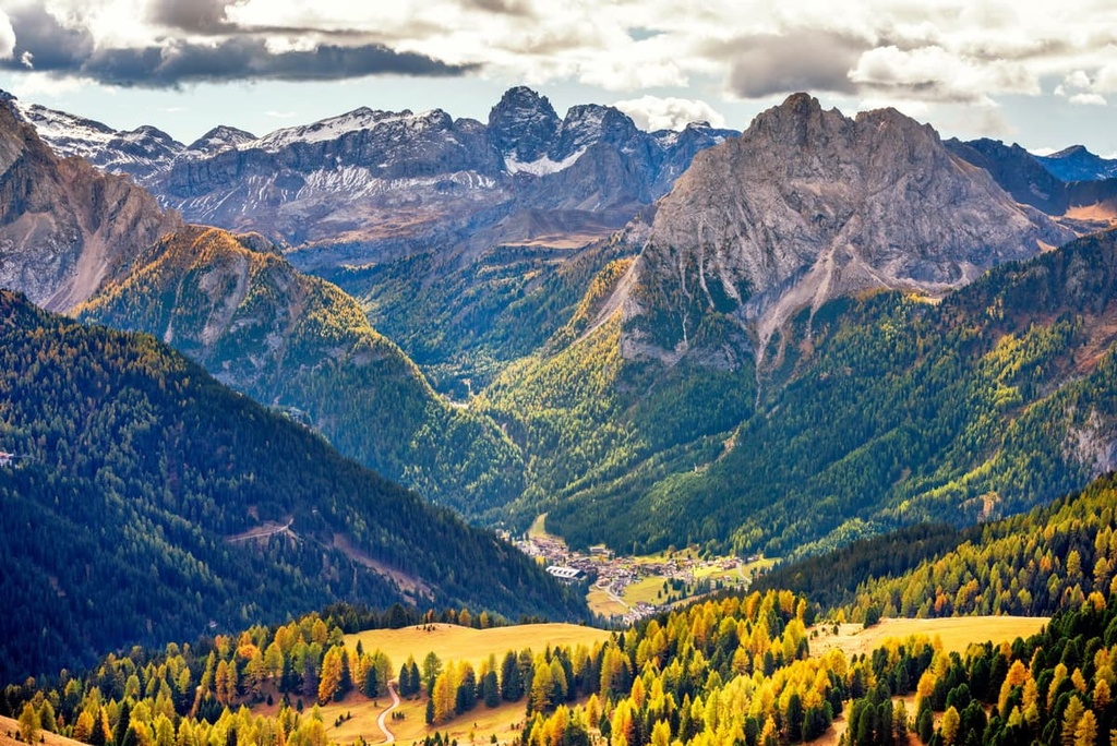 Malga Ciapela at the foot of the Marmolad, Trento (Trentino), Italy