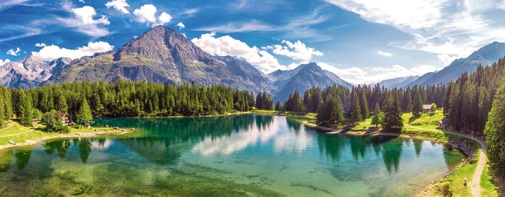 Arnisee with Swiss Alps, Uri, Switzerland