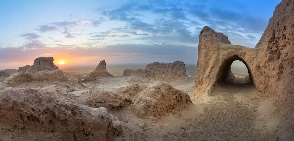 Khorezm fortress Ayaz Kala in Kyzylkum desert, Uzbekistan