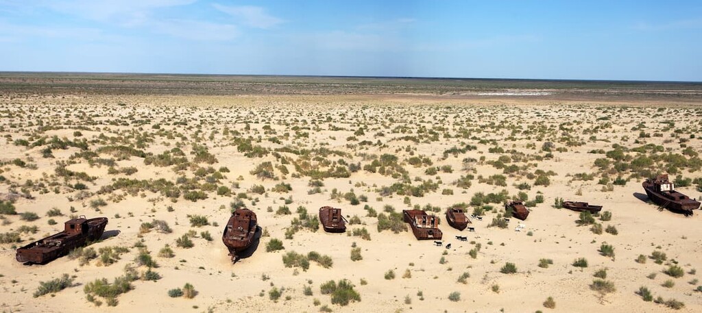 The dry part of the Aral Sea , Uzbekistan