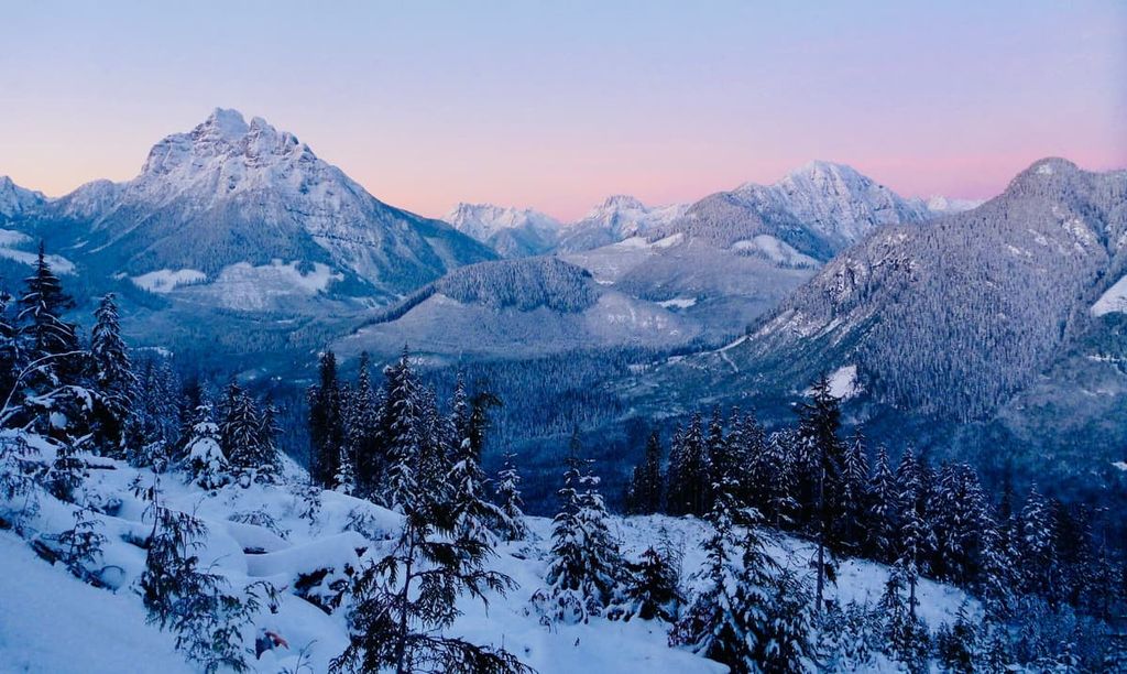 Snowy morning mountain, Vancouver Island Ranges, British Columbia