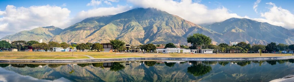 Panoramic view of a sunrise at Parque del Este With El Avila, Venezuela
