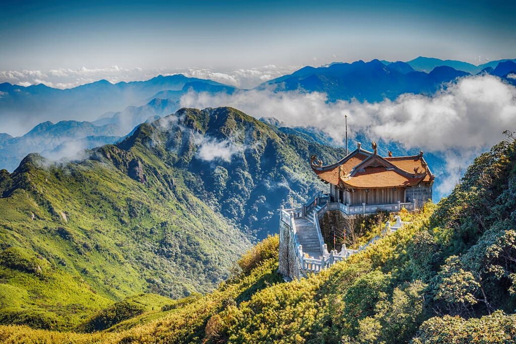Traditional Classic Chinese Architectural Style in the Mountain of Fansipan, Yen Bai province, Vietnam