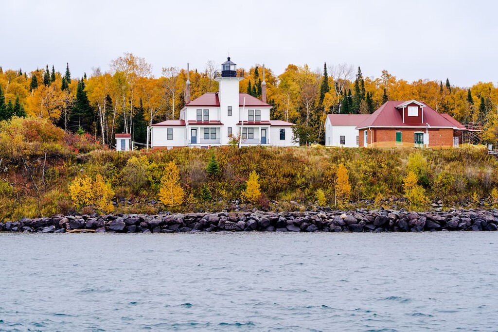 Raspberry Island Lighthouse in Wisconsin on Lake Superior in the Apostle Islands National Lakeshore