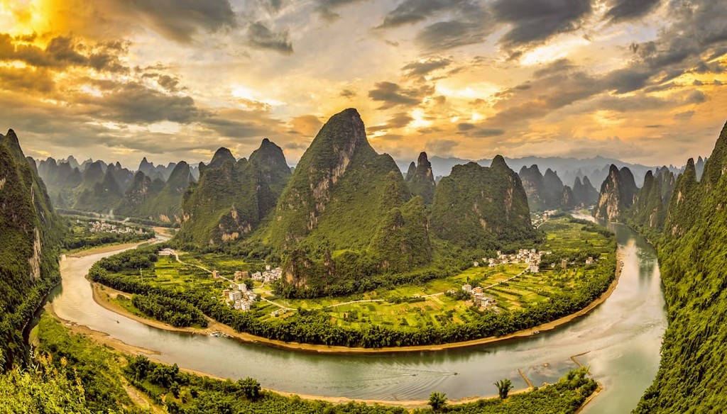 Landscape of Guilin, Li River and Karst mountains