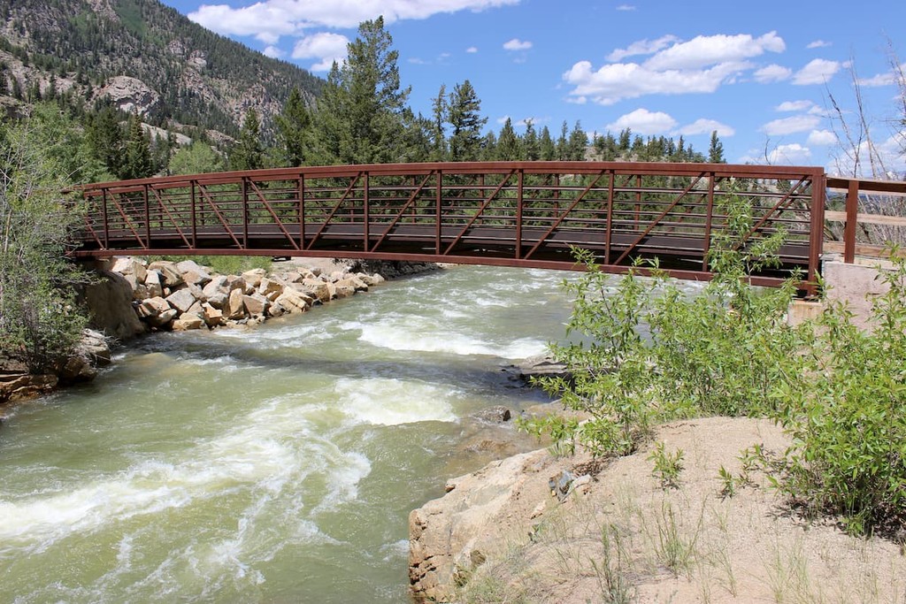Willis Gulch Trail Bridge over Lake Creek. Lake County. Colorado