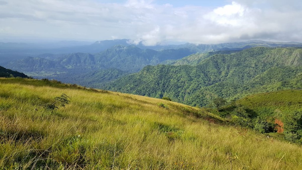 Green mountain range scenery at Mayo-Ndaga in Nigeria, Africa
