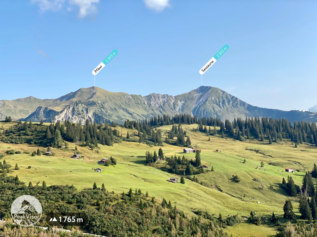 Pfawi and Sassauna peaks in Swiss Graubunden