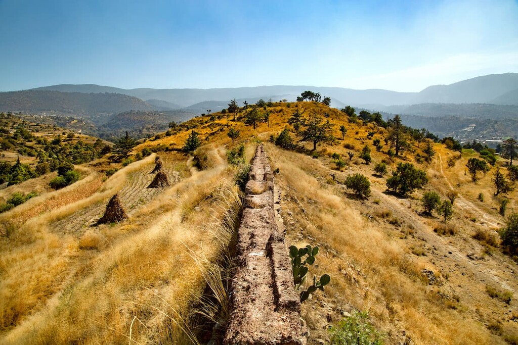 Panoramic of Aqueduct of Moctezuma in Mexico