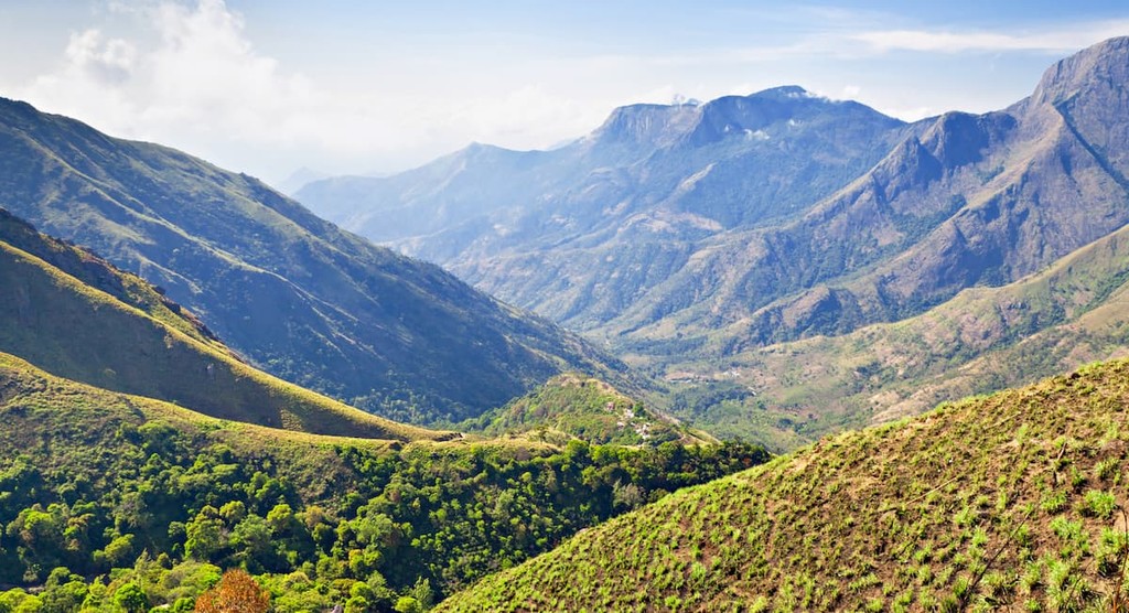 View from Munnar to Tamil Nadu, India